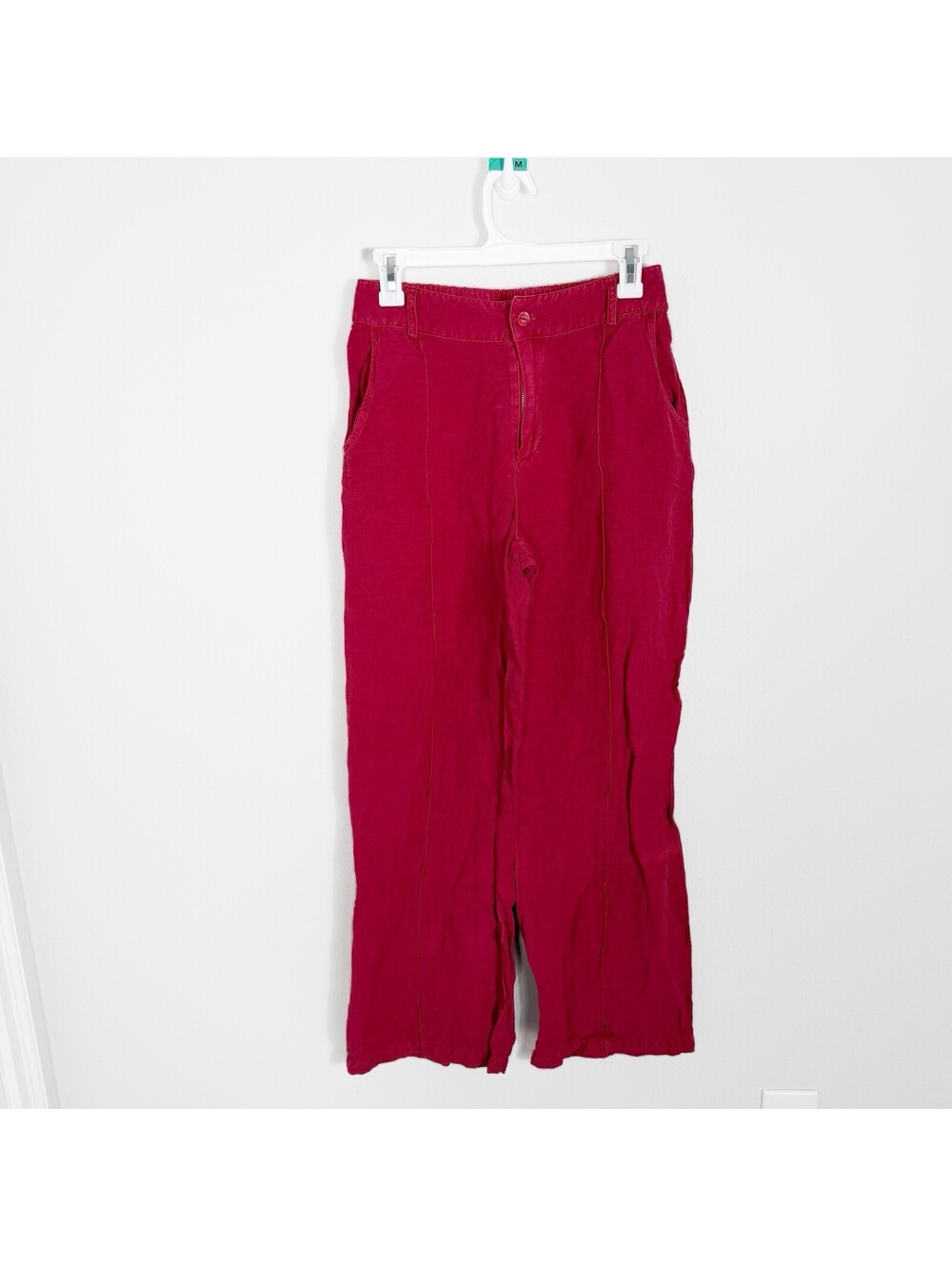 YFB Young Fabulous & Broke Linen Wide Leg Pants Womens Small Red Boho Coastal